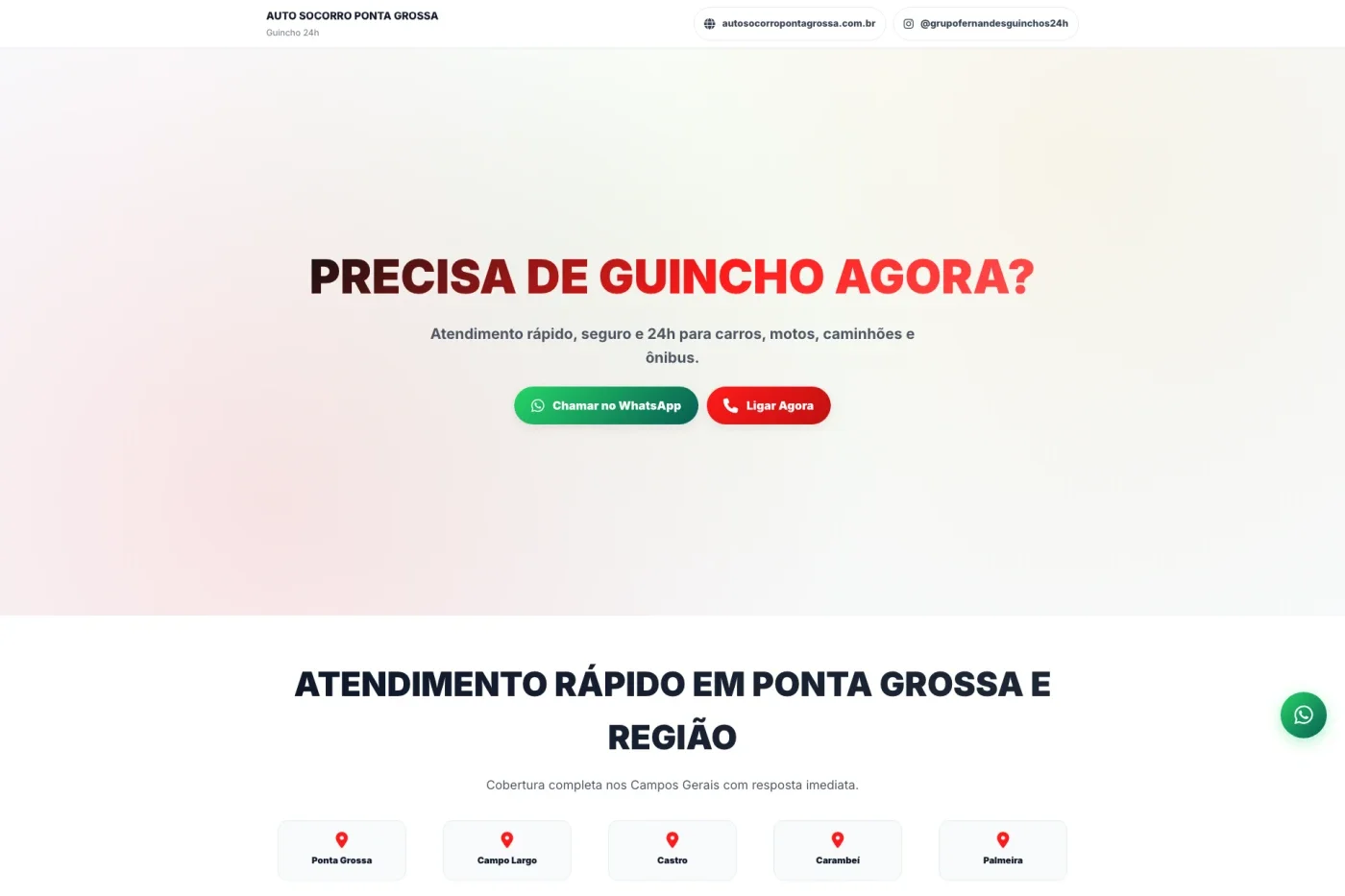 Auto Socorro Ponta Grossa — Lead generation page