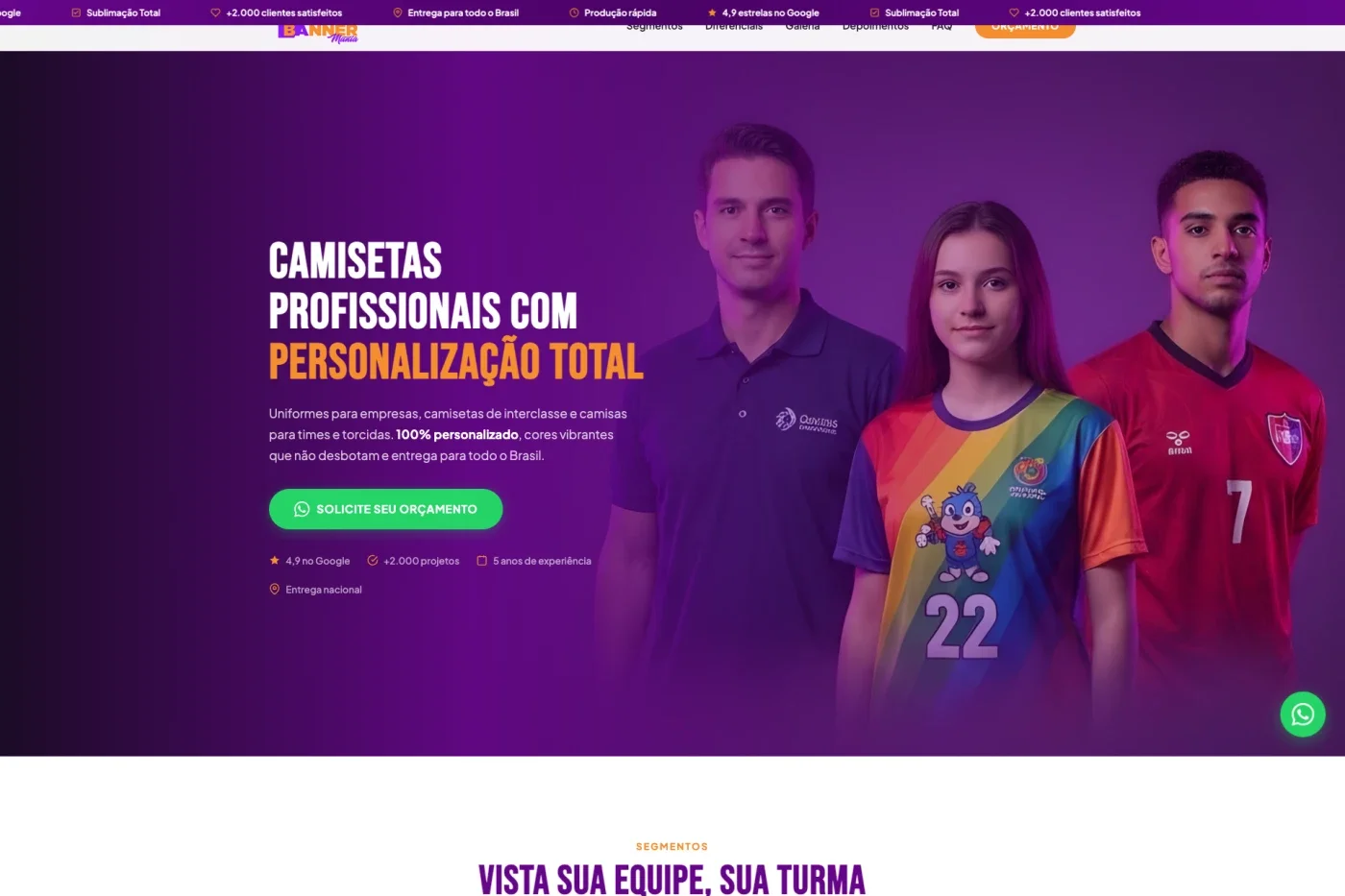 Camisetaria Wind Banner — Landing page