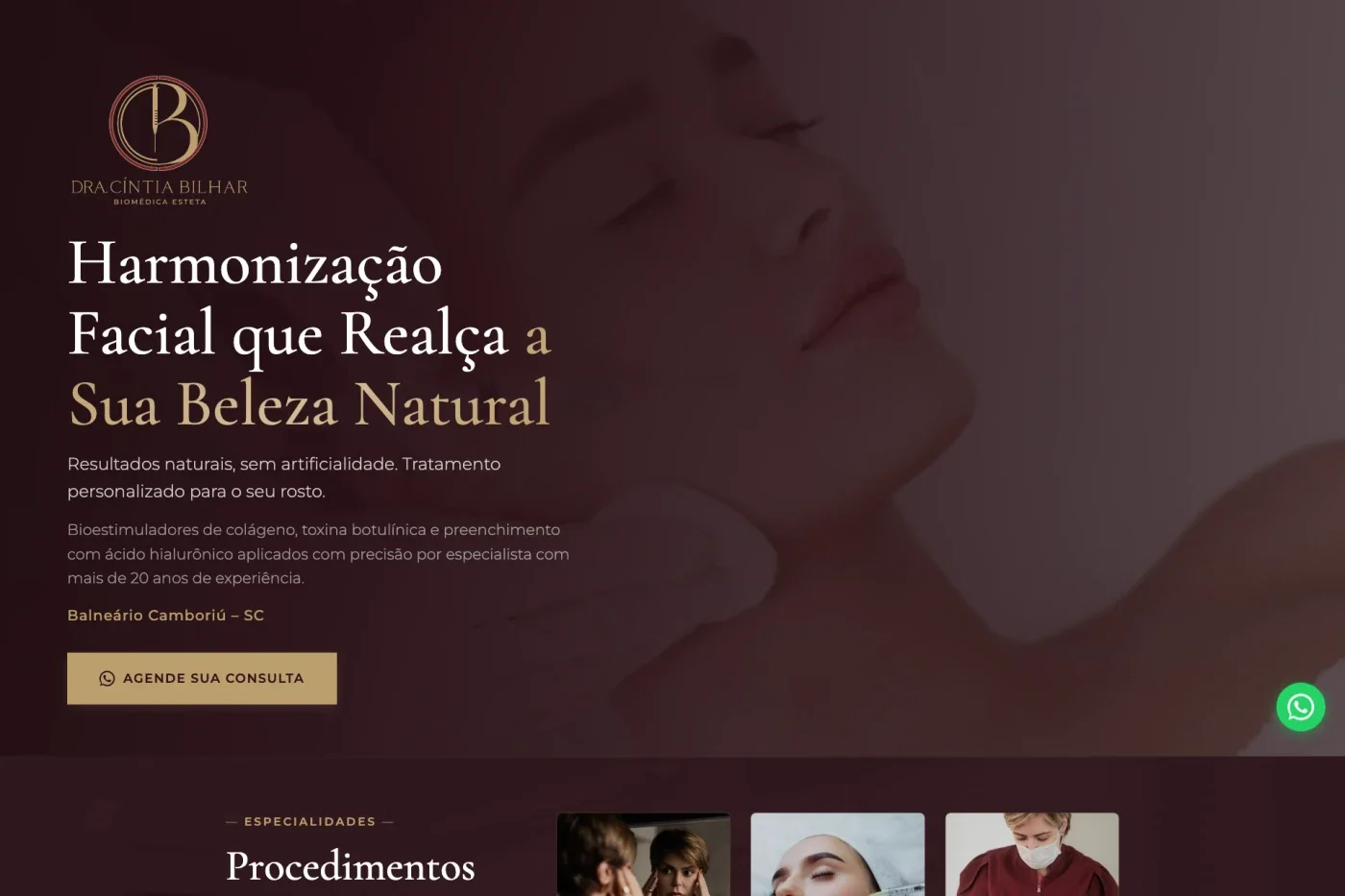 Estética Cintia Bilhar — Landing page