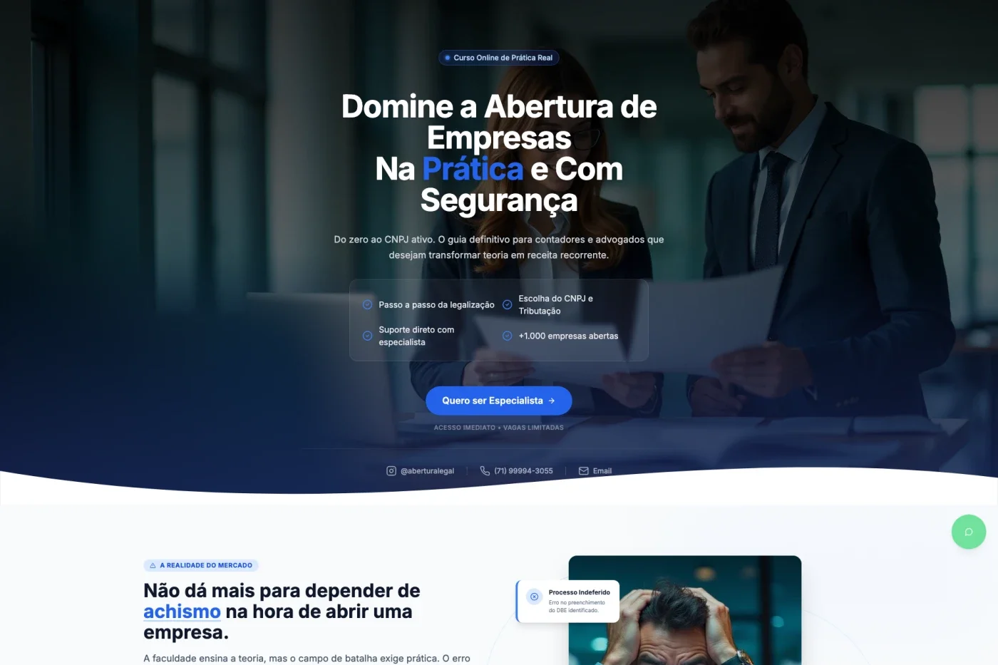 Instituto dos Negócios — Sales page